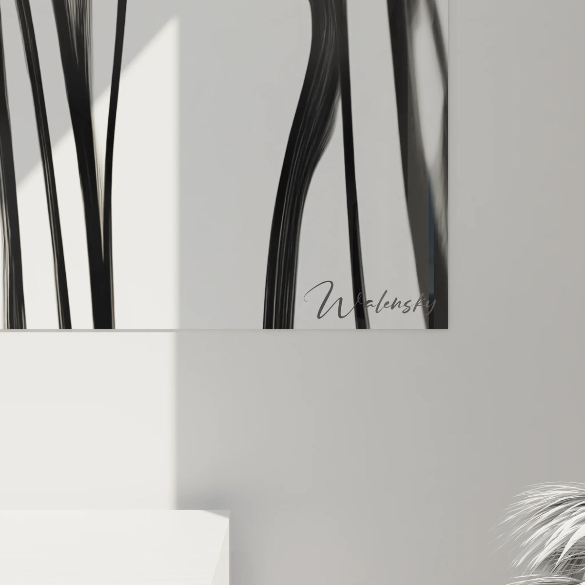 Vue ensemble tableau formes abstraites noir blanc decoration murale moderne