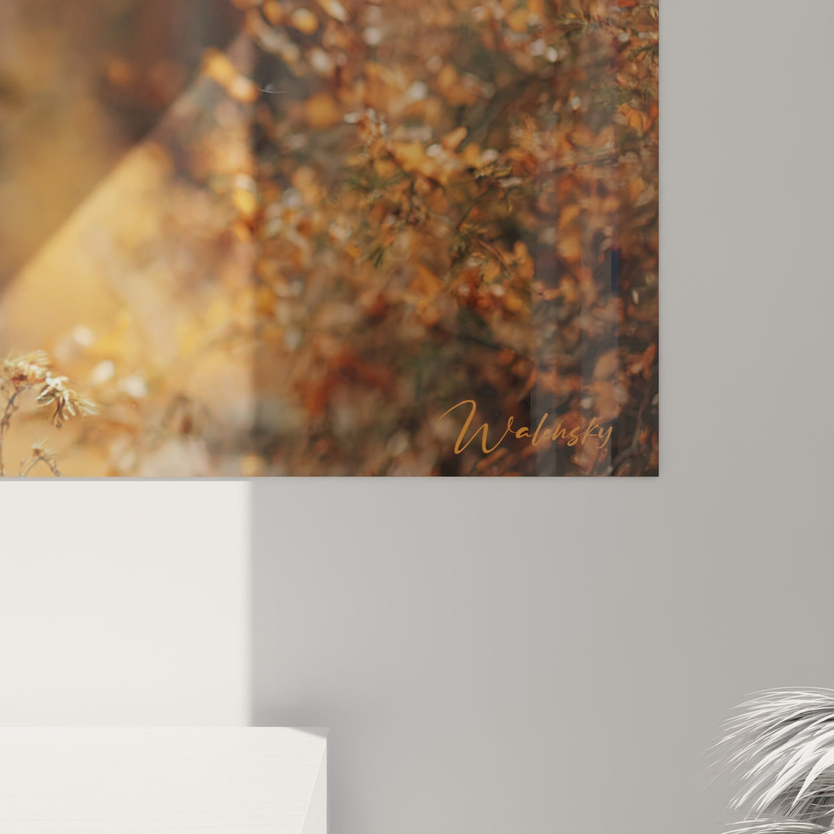 Vue ensemble tableau cocker spaniel automne integration decoration murale tons naturels
