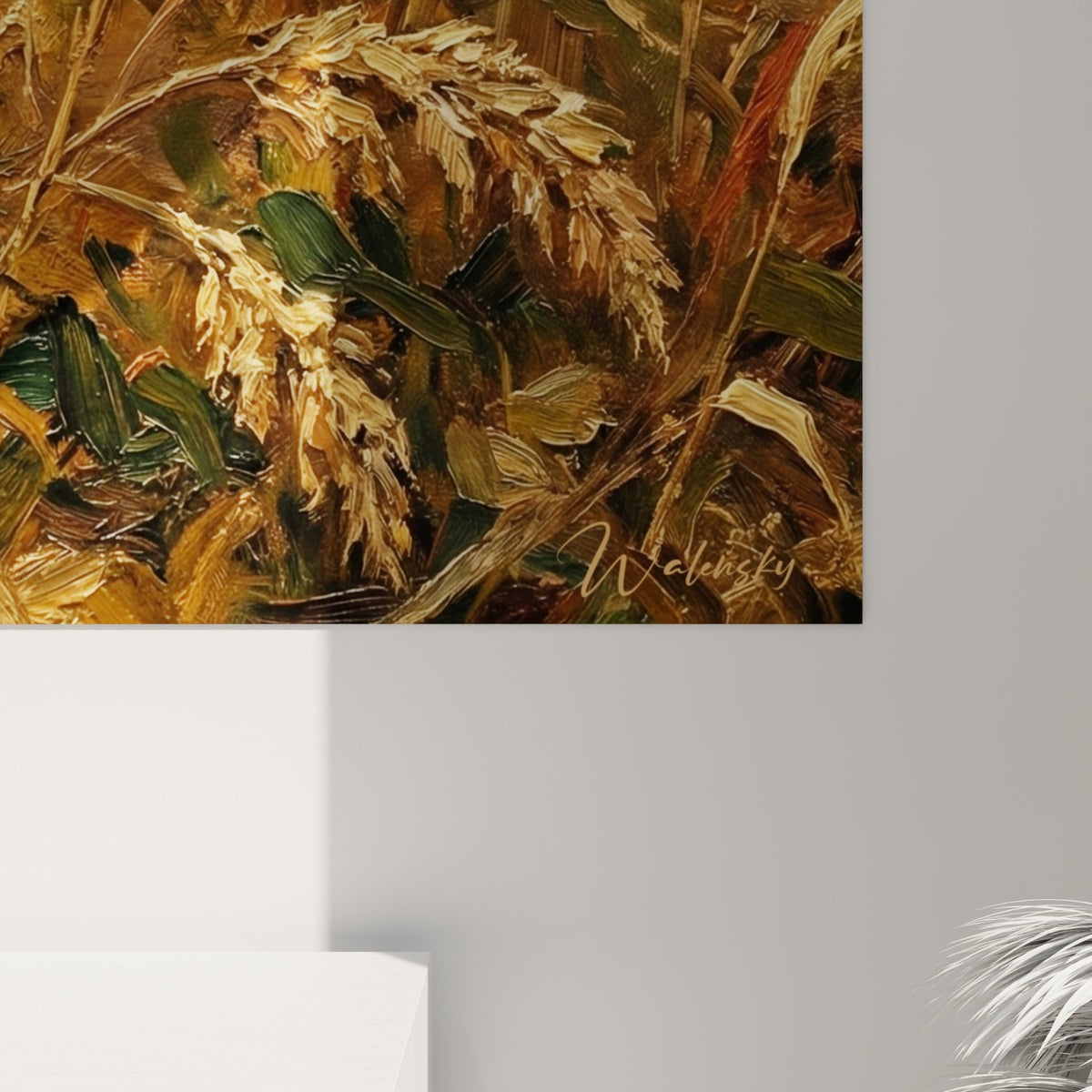 Vue ensemble tableau hamster tons automnaux, œuvre naturaliste décoration intérieur moderne